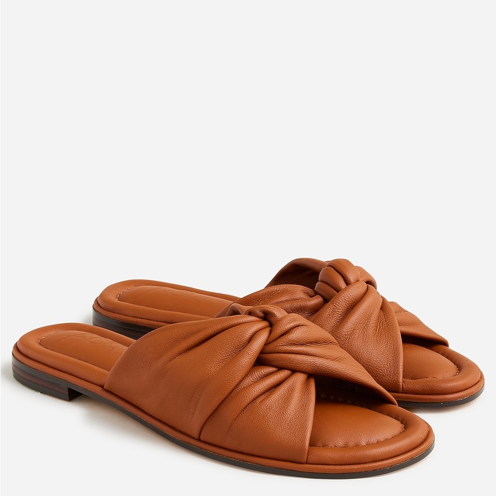 J. Crew Tan Knotted Slide Sandals